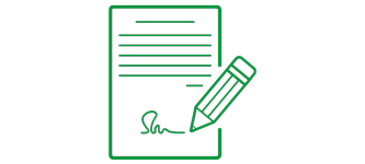 icon with paper and pencil showing a signature SELF-PACK Moving and Mobile Storage